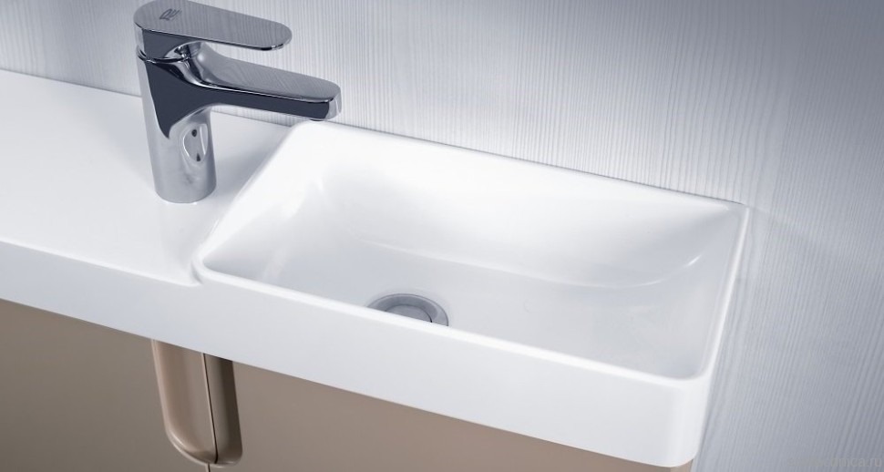 Мебельная раковина Belux Даллас 55 R накладная, глянцевая белая, прямоугольная, искусственный мрамор