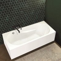 Акриловая ванна Riho Bathtubs Lazy R 170x75 см, правая, пристенная, eurowhite, с каркасом