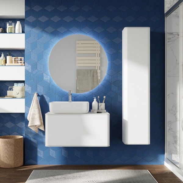 Мебель для ванной комнаты STWORKI Ноттвиль 80 белая, без выреза под смеситель, подвесная (комплект, гарнитур)