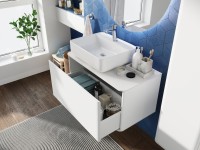 Мебель для ванной комнаты STWORKI Ноттвиль 80 белая, без выреза под смеситель, подвесная (комплект, гарнитур)
