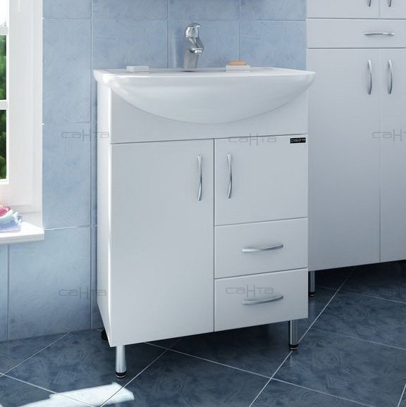 Тумба с раковиной СаНта Сити 60 2 двери 2 ящика