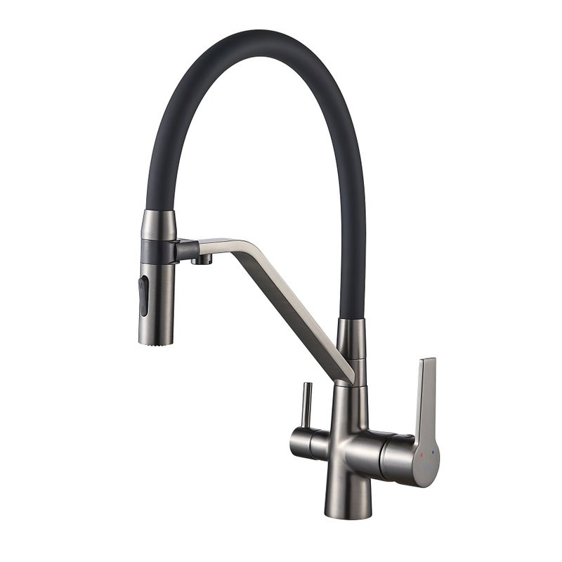 Смеситель для кухни Shevanik S278T оружейная сталь, черный