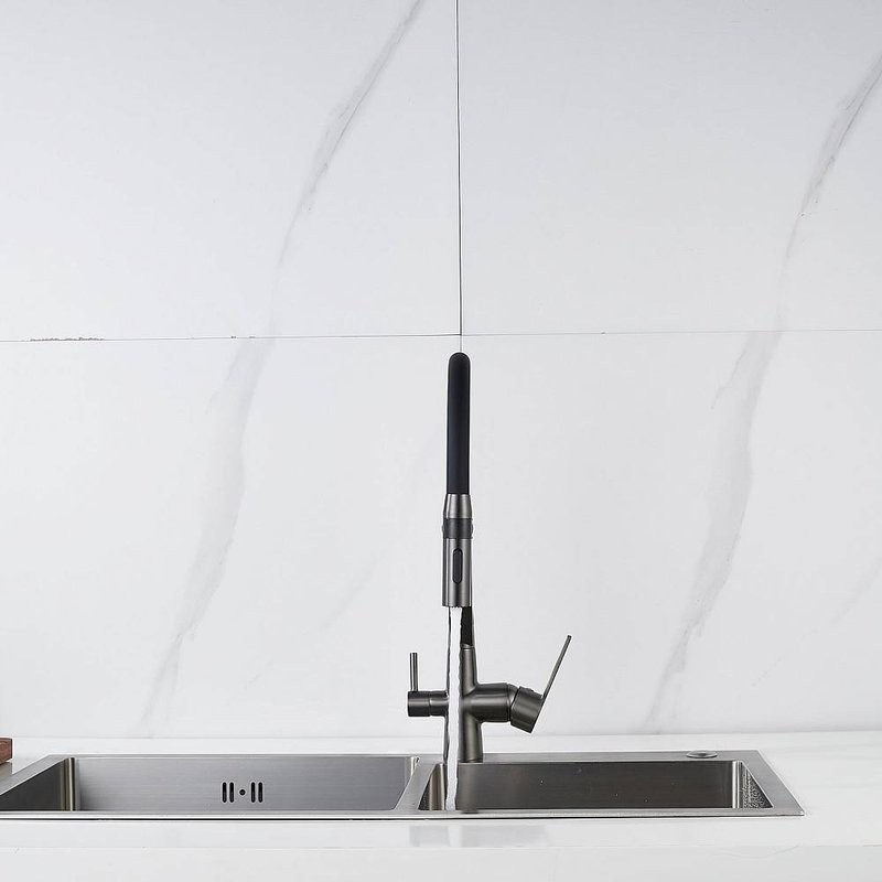 Смеситель для кухни Shevanik S278T оружейная сталь, черный