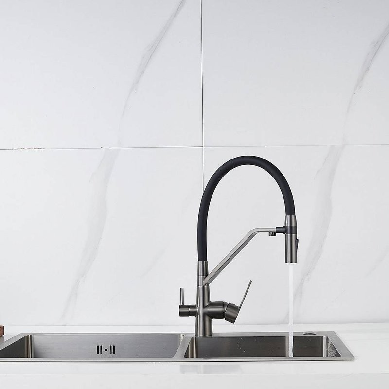 Смеситель для кухни Shevanik S278T оружейная сталь, черный