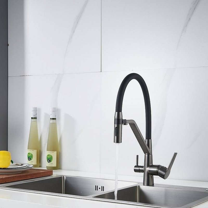 Смеситель для кухни Shevanik S278T оружейная сталь, черный