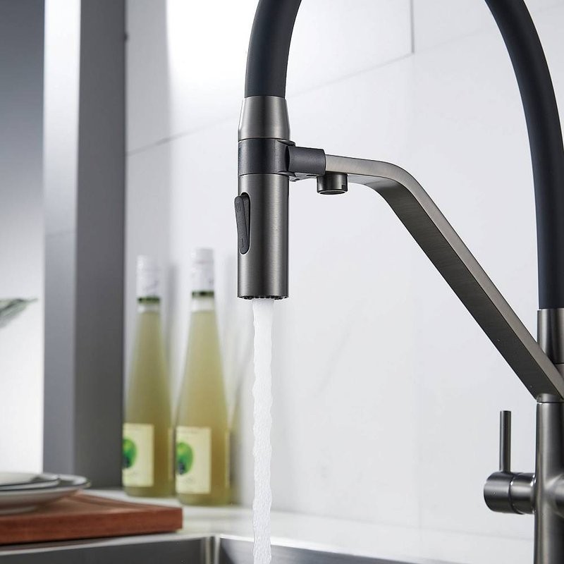 Смеситель для кухни Shevanik S278T оружейная сталь, черный