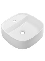 Накладная раковина Cezares 42 глянцевая белая, квадратная, фаянс, с 1 отверстием под смеситель