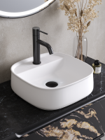 Накладная раковина Cezares 42 глянцевая белая, квадратная, фаянс, с 1 отверстием под смеситель