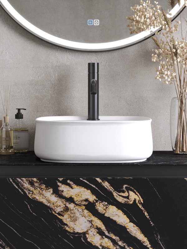 Накладная раковина Cezares 42 глянцевая белая, квадратная, фаянс, с 1 отверстием под смеситель