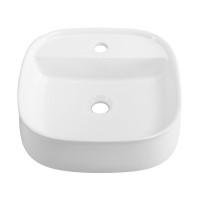 Накладная раковина Cezares 42 глянцевая белая, квадратная, фаянс, с 1 отверстием под смеситель