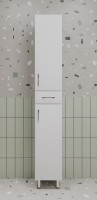 Шкаф пенал для ванной Style Line Эко Стандарт 30 напольный, с бельевой корзиной, белый