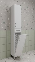 Шкаф пенал для ванной Style Line Эко Стандарт 30 напольный, с бельевой корзиной, белый