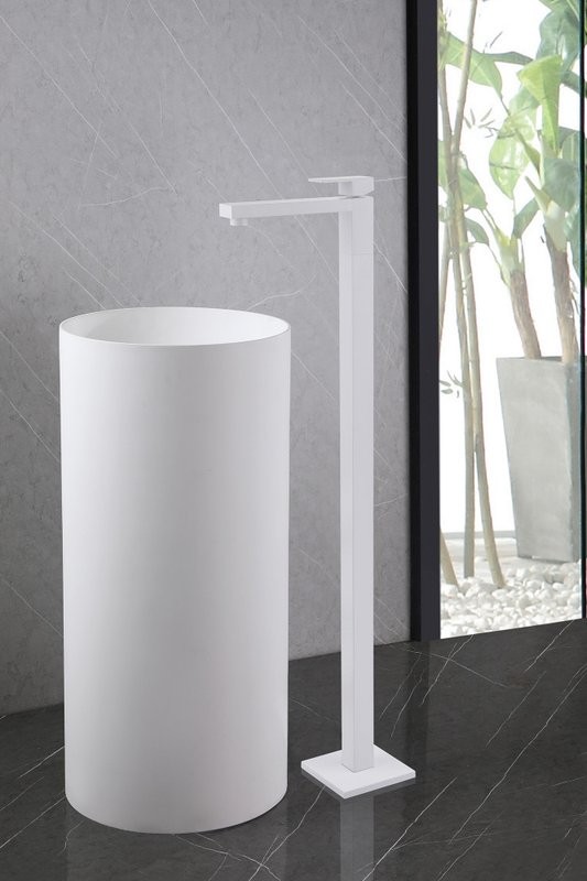 Напольный смеситель для раковины Abber Daheim AF8241W С ВНУТРЕННЕЙ ЧАСТЬЮ, матовый белый