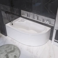 Акриловая ванна 1MarKa Diana L 170x90 см, угловая, левая, пристенная, белая, асимметричная, с каркасом