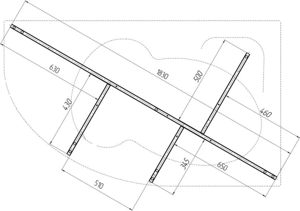 Акриловая ванна 1MarKa Diana L 170x90 см, угловая, левая, пристенная, белая, асимметричная, с каркасом