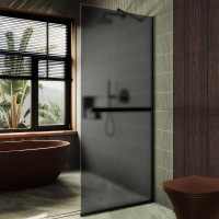 Душевая перегородка Maybahglass MGD-712-6у 109 см, профиль черный, стекло графит матовое