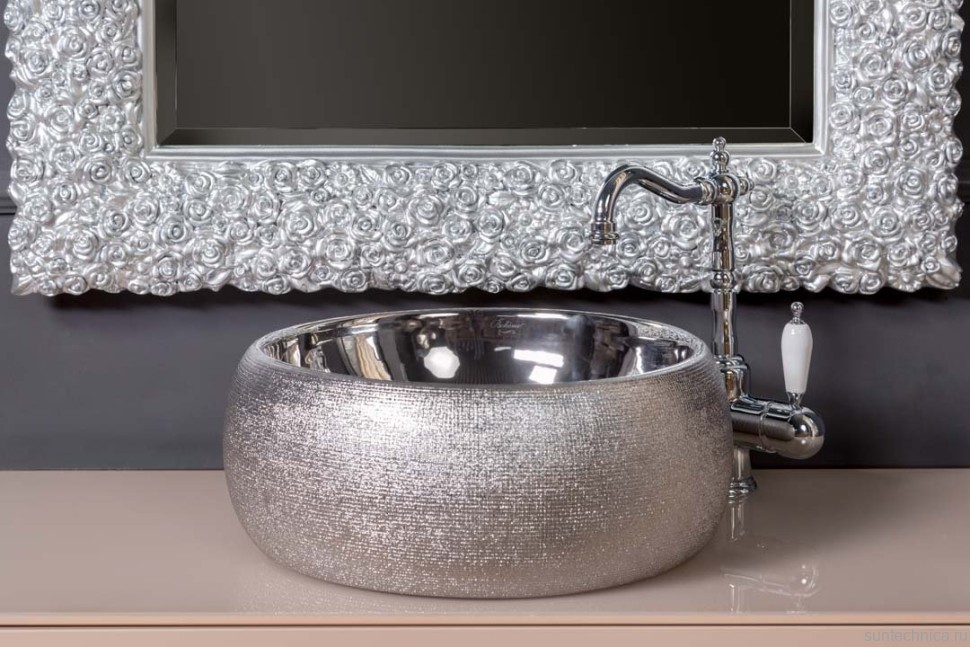 Накладная раковина Armadi Art NeoArt 863 39 серебро, круглая