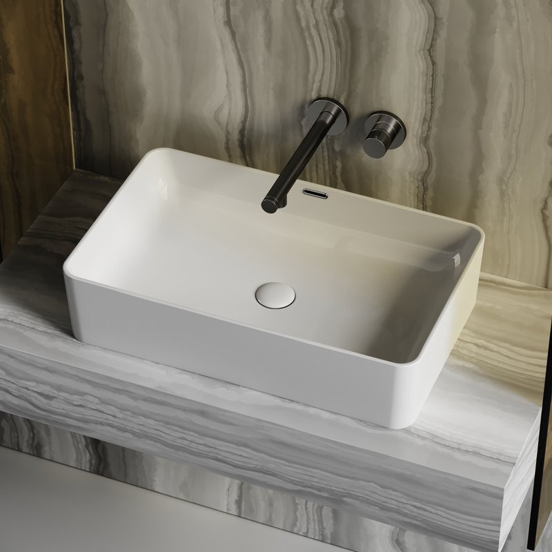 Накладная раковина Ceramicanova Element CN6065 61 глянцевая белая, прямоугольная