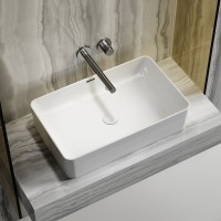 Накладная раковина Ceramicanova Element CN6065 61 глянцевая белая, прямоугольная