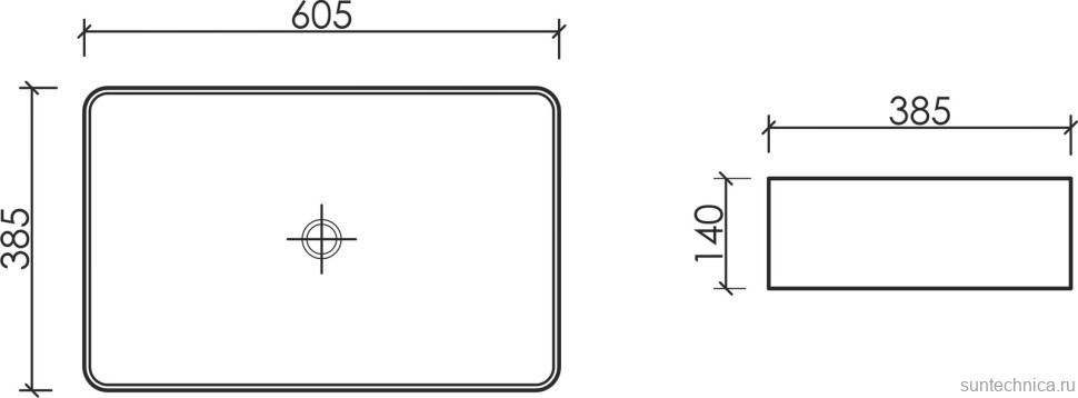 Накладная раковина Ceramicanova Element CN6065 61 глянцевая белая, прямоугольная