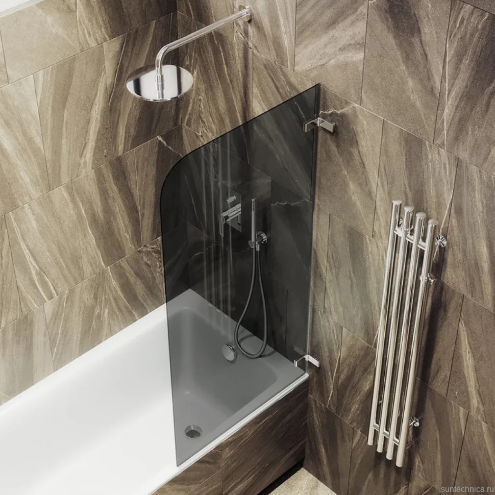 Шторка на ванну Maybahglass MGV-650-4 40 см, профиль хром, стекло графит