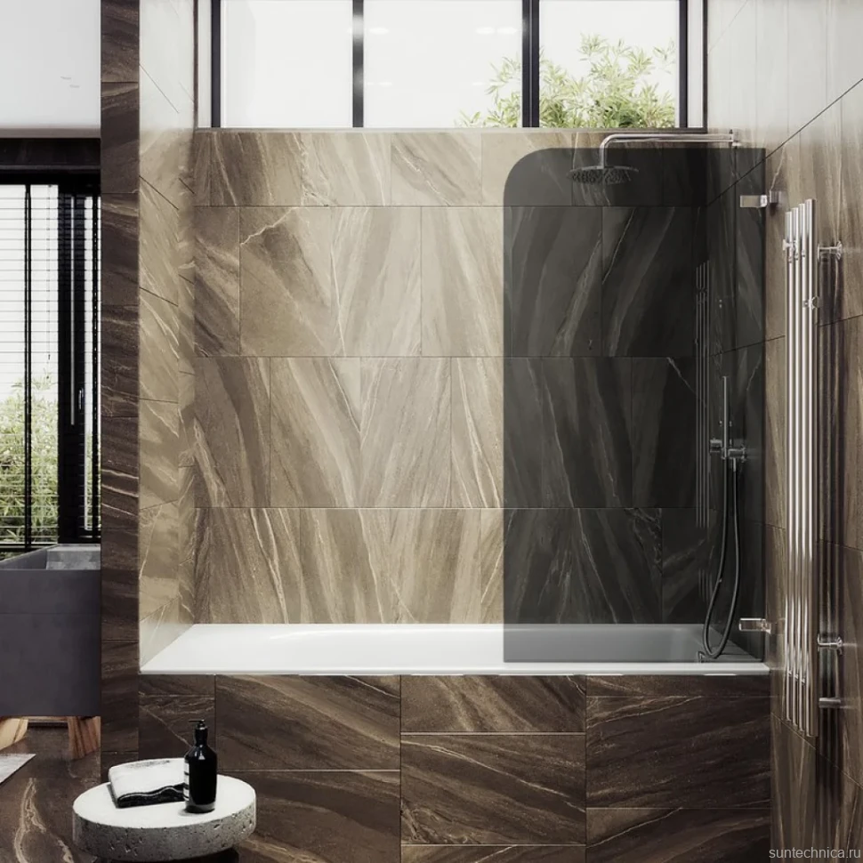 Шторка на ванну Maybahglass MGV-650-4 40 см, профиль хром, стекло графит