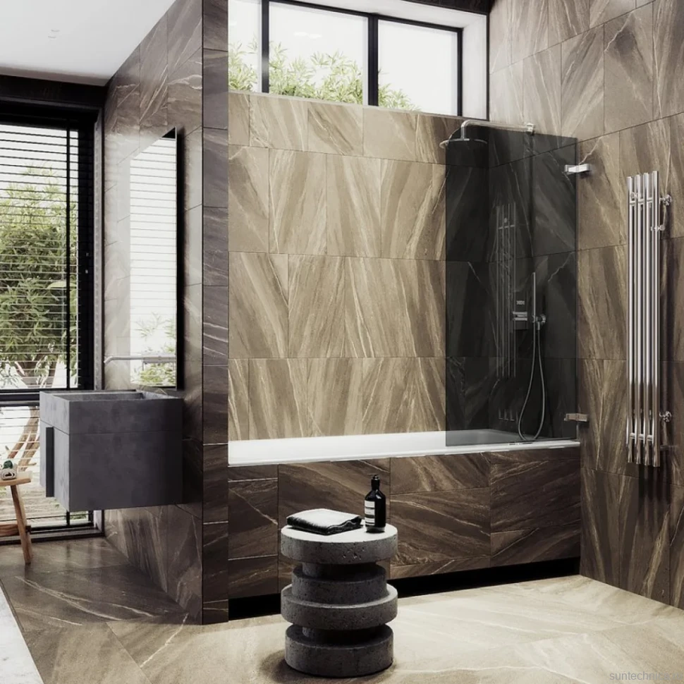 Шторка на ванну Maybahglass MGV-650-4 40 см, профиль хром, стекло графит
