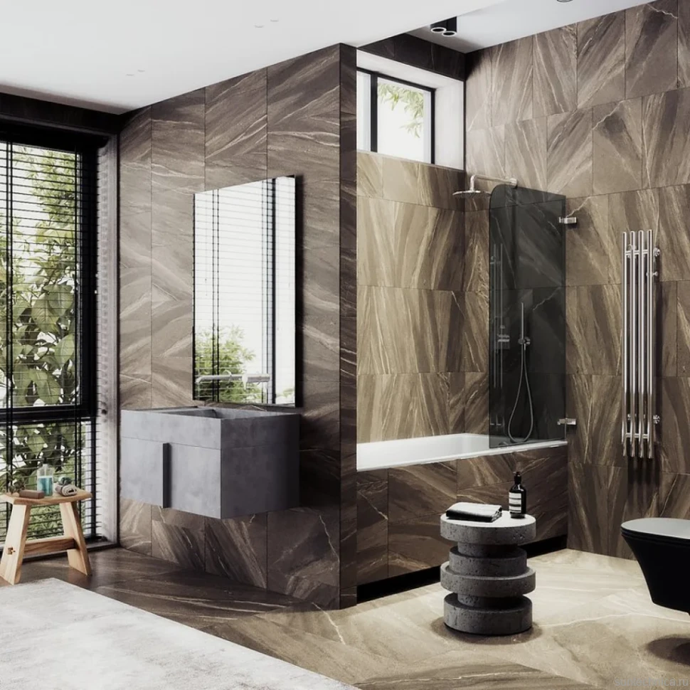 Шторка на ванну Maybahglass MGV-650-4 40 см, профиль хром, стекло графит