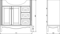 Тумба с раковиной ValenHouse Эллина 80 белая, фурнитура хром