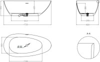 Ванна из искусственного камня Salini Paola In S-Sense 170x80 см, отдельностоящая, белая, овальная, со сливом-переливом, с донным клапаном
