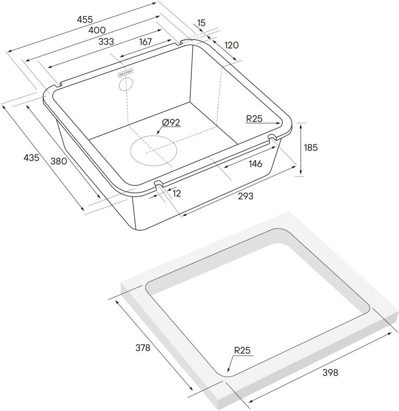 Комплект Мойка Paulmark Unter 50 PM204543-WH белая + Измельчитель Intenso