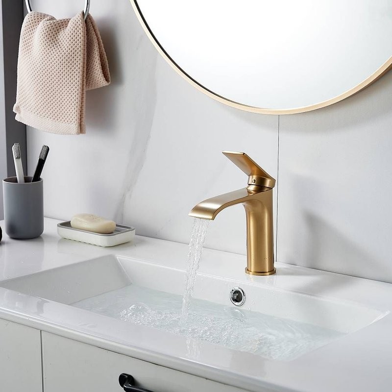 Смеситель для раковины Shevanik S4101G, золотой сатин