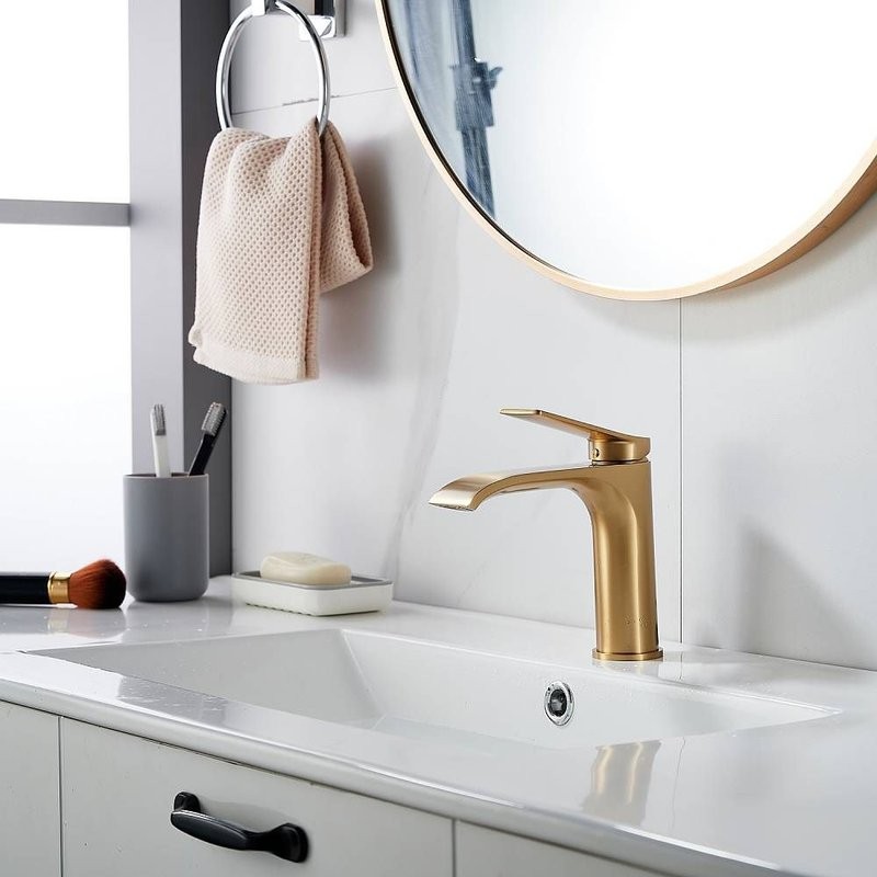 Смеситель для раковины Shevanik S4101G, золотой сатин