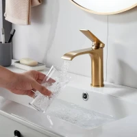 Смеситель для раковины Shevanik S4101G, золотой сатин Смеситель для раковины Shevanik S4101G, золотой сатин