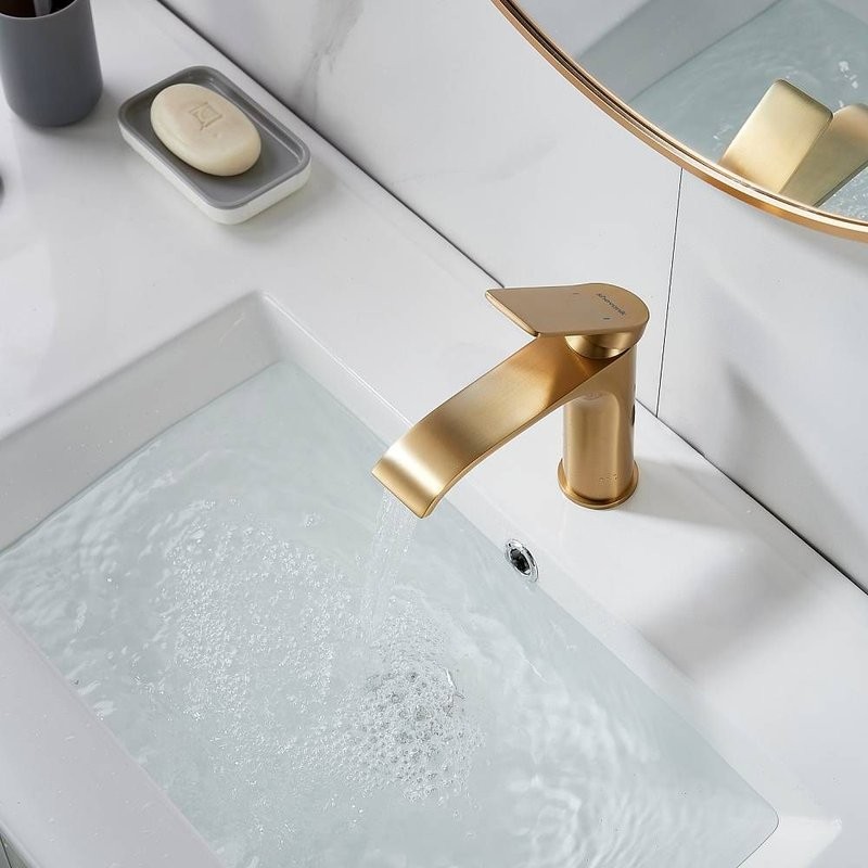 Смеситель для раковины Shevanik S4101G, золотой сатин