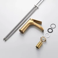 Смеситель для раковины Shevanik S4101G, золотой сатин Смеситель для раковины Shevanik S4101G, золотой сатин