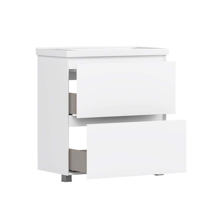 Тумба с раковиной Belux Киото Н 80 напольная, 2 ящика, белая