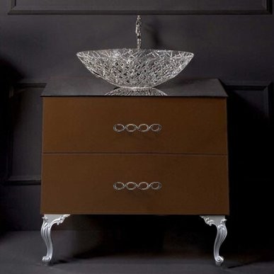 Тумба с раковиной Armadi Art NeoArt 80 шоколад, с ручками Wave хром, с ножками