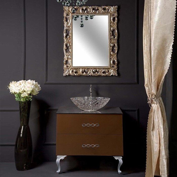 Тумба с раковиной Armadi Art NeoArt 80 шоколад, с ручками Wave хром, с ножками