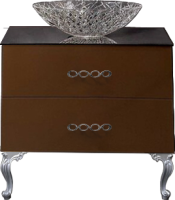 Тумба с раковиной Armadi Art NeoArt 80 шоколад, с ручками Wave хром, с ножками