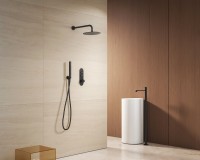 Душевой комплект SantiLine SL-9016MB черный матовый, С ВНУТРЕННЕЙ ЧАСТЬЮ