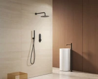 Душевой комплект SantiLine SL-9016MB черный матовый, С ВНУТРЕННЕЙ ЧАСТЬЮ