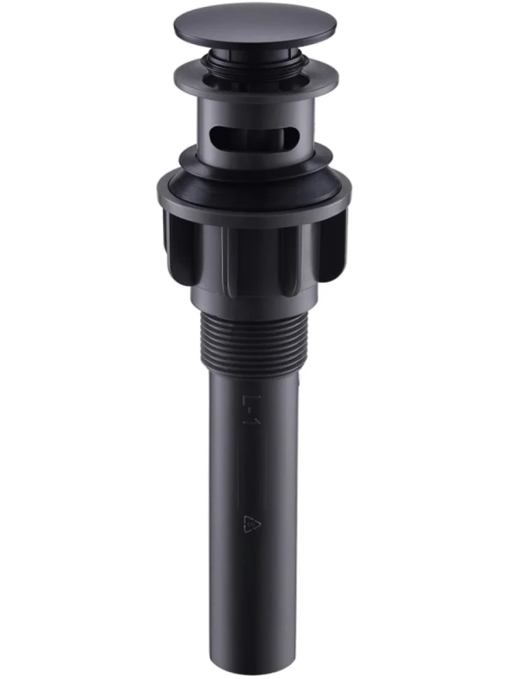 Донный клапан для раковины BelBagno BB-PCU-03-NERO с переливом, матовый черный