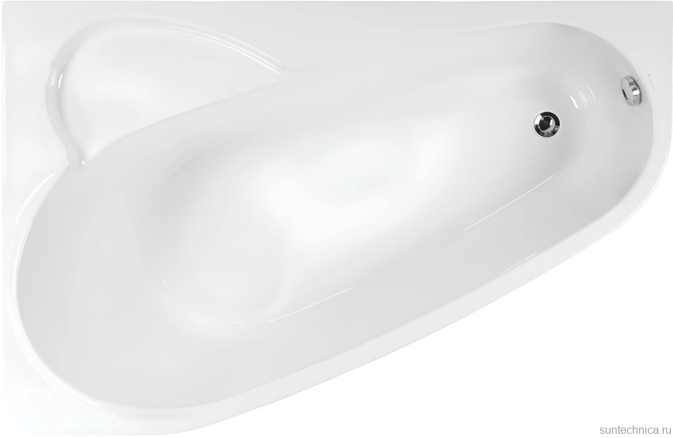 Акриловая ванна Vagnerplast Selena L 160x105 см, угловая, левая, пристенная, белая, асимметричная, с каркасом
