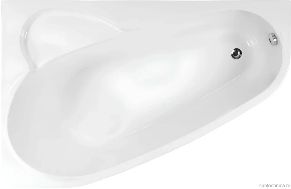 Акриловая ванна Vagnerplast Selena L 160x105 см, угловая, левая, пристенная, белая, асимметричная, с каркасом