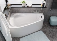 Акриловая ванна Vagnerplast Selena L 160x105 см, угловая, левая, пристенная, белая, асимметричная, с каркасом
