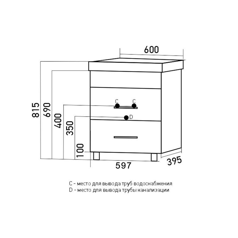 Тумба для ванной "Сура-60" под раковину МАРГО-60 (MIXLINE) (ПВХ)