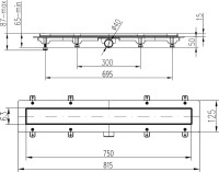 Душевой трап (лоток) MCH Chudej Line CH750LC 75 см, решетка матовая черная, с сифоном