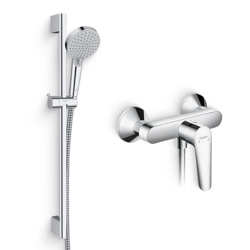 Душевой комплект Смеситель для душа Hansgrohe Logis E 71602000 + Гарнитур Vernis Blend 26275000 хром