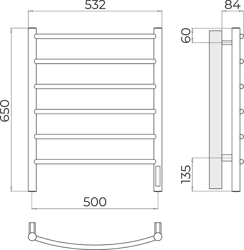 Полотенцесушитель электрический Terminus Классик П6 500x650